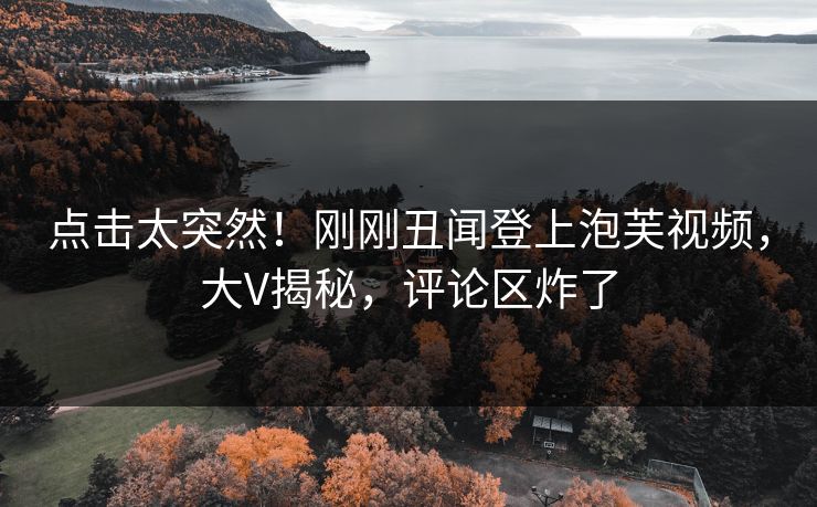 点击太突然！刚刚丑闻登上泡芙视频，大V揭秘，评论区炸了